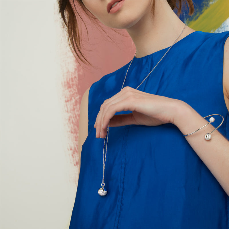 Silver Pavé Ball Necklace £130.00
