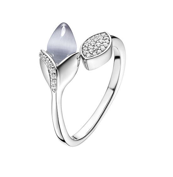 Magnolia Ring with Leaf Grey £130.00