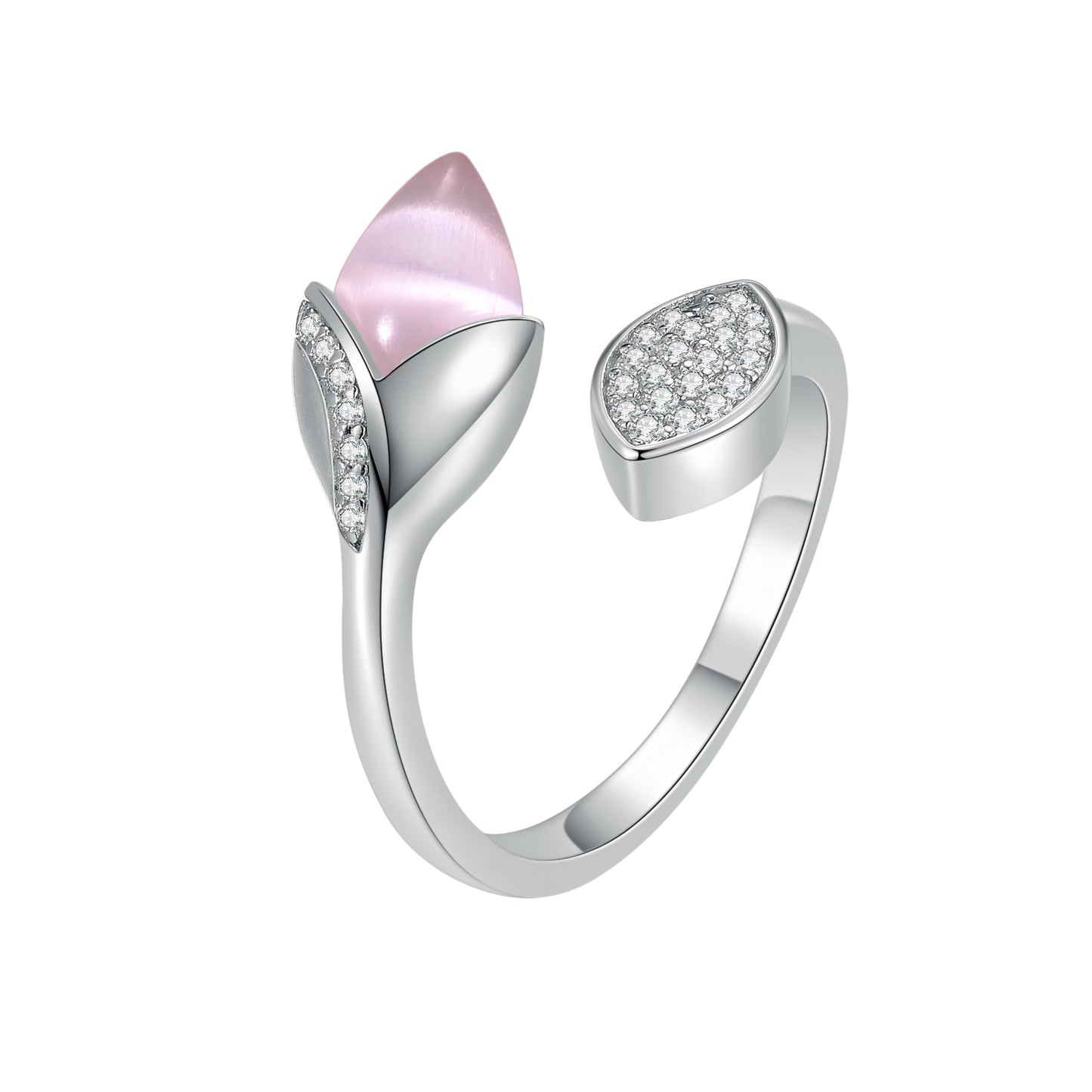 Magnolia Ring with Leaf Pink £130.00