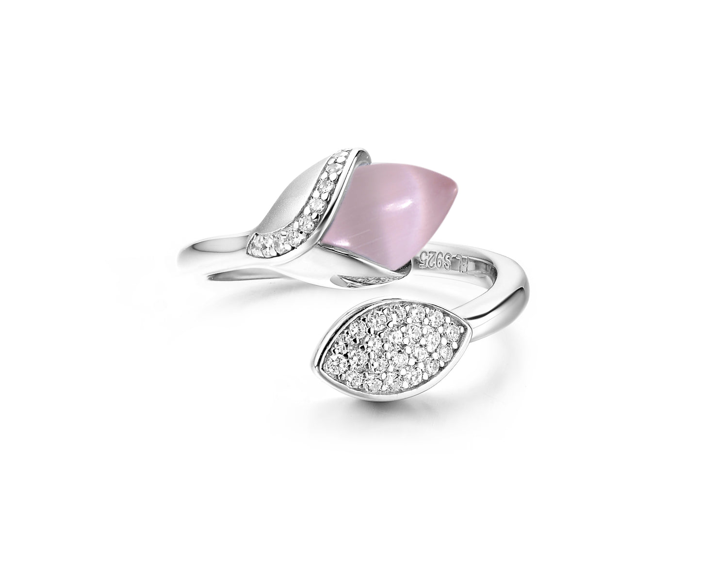 Magnolia Ring with Leaf Pink £130.00