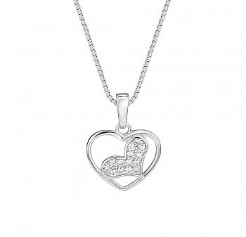 Silver and Cubic Zirconia Enclosed Heart Necklace £28.00