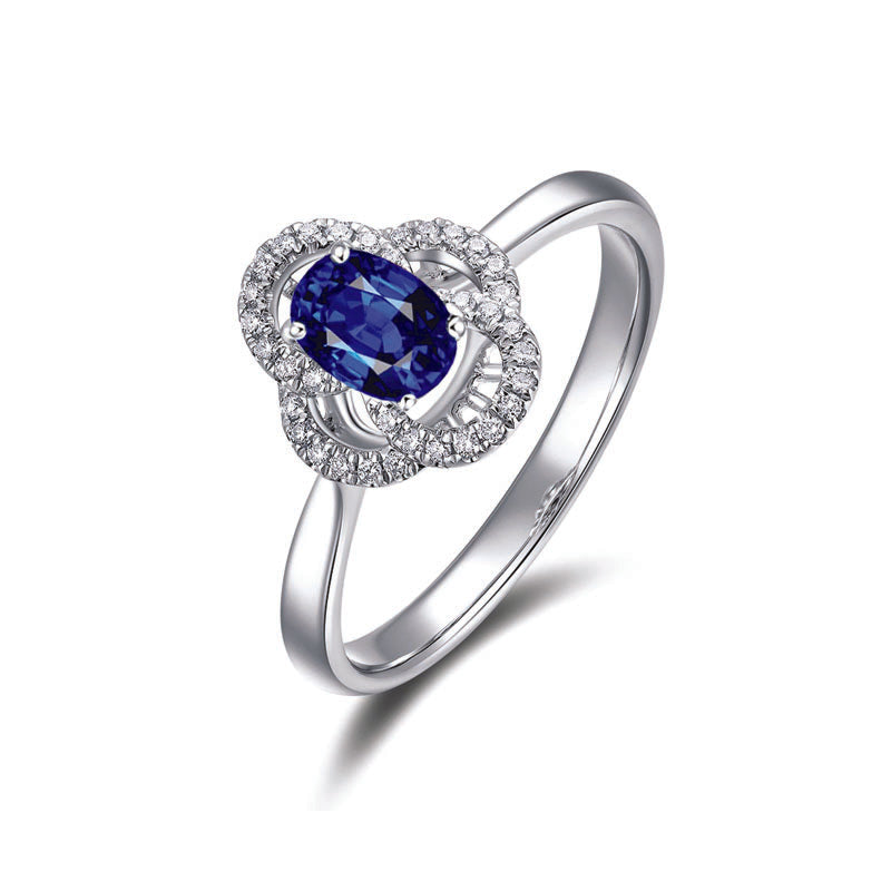 18ct White Gold Sapphire & Diamond Flower Cluster Ring £1150.00