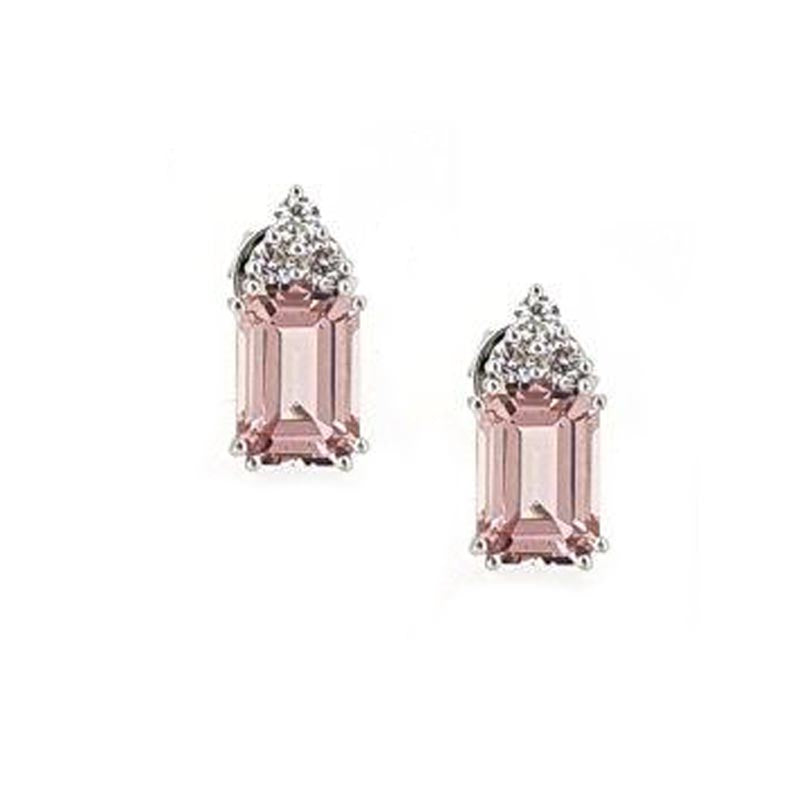 18ct White Gold Diamond & Morganite Studs £1305.00