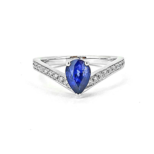 18ct White Gold Pear Sapphire & Diamond Ring £2245.00