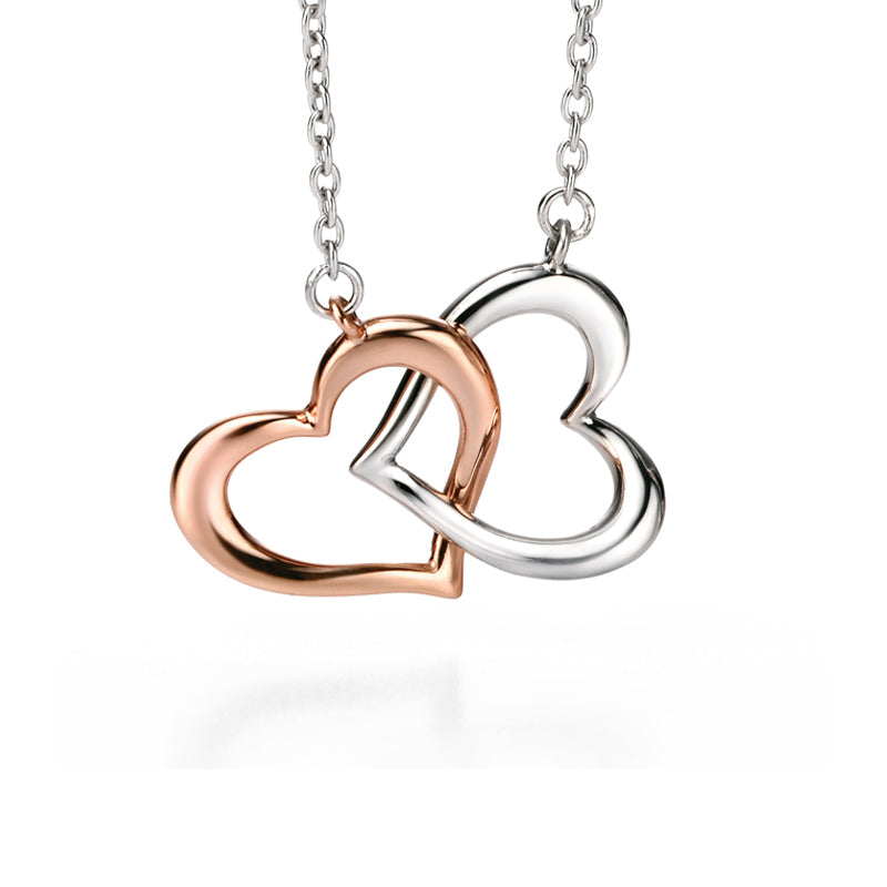 Silver & Rose Gold Plated Heart Necklace £110.00
