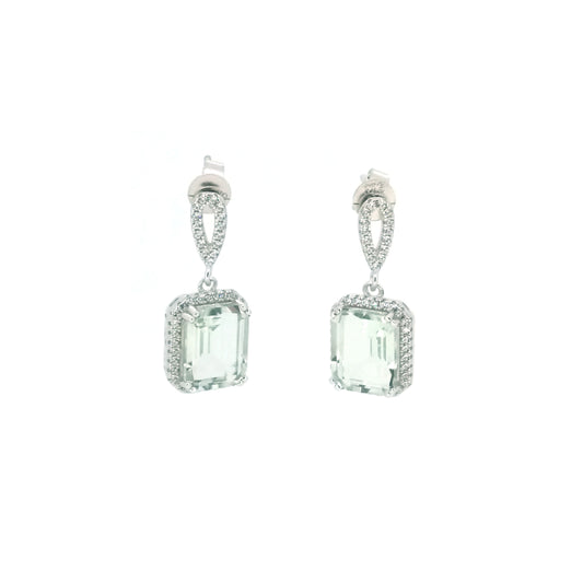 Emerald Cut Green Amethyst & CZ Ring £114.00