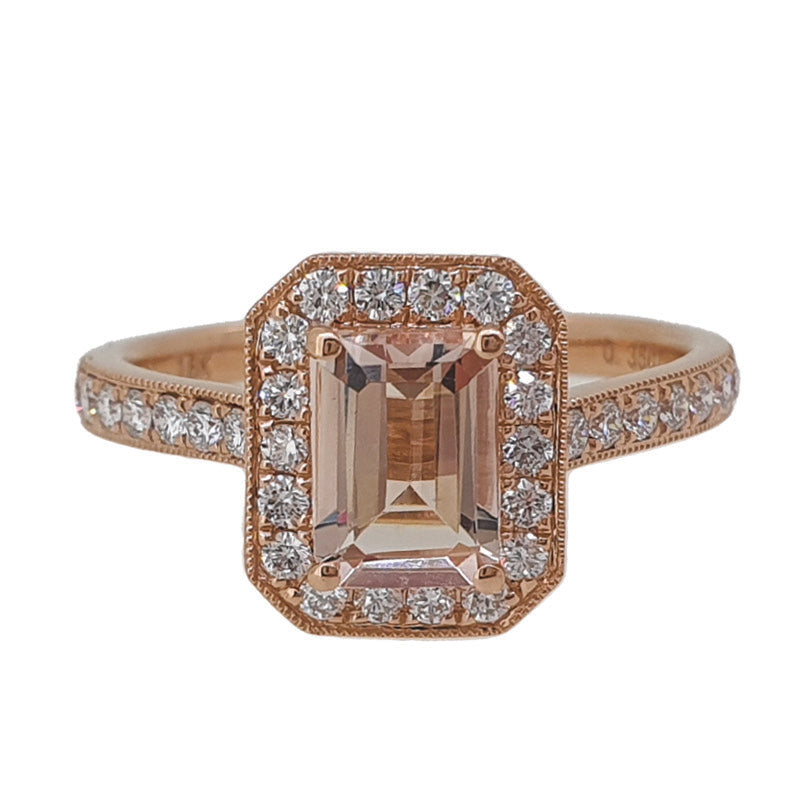 Fine Morganite and Diamond Rose Gold Ring £2350.00