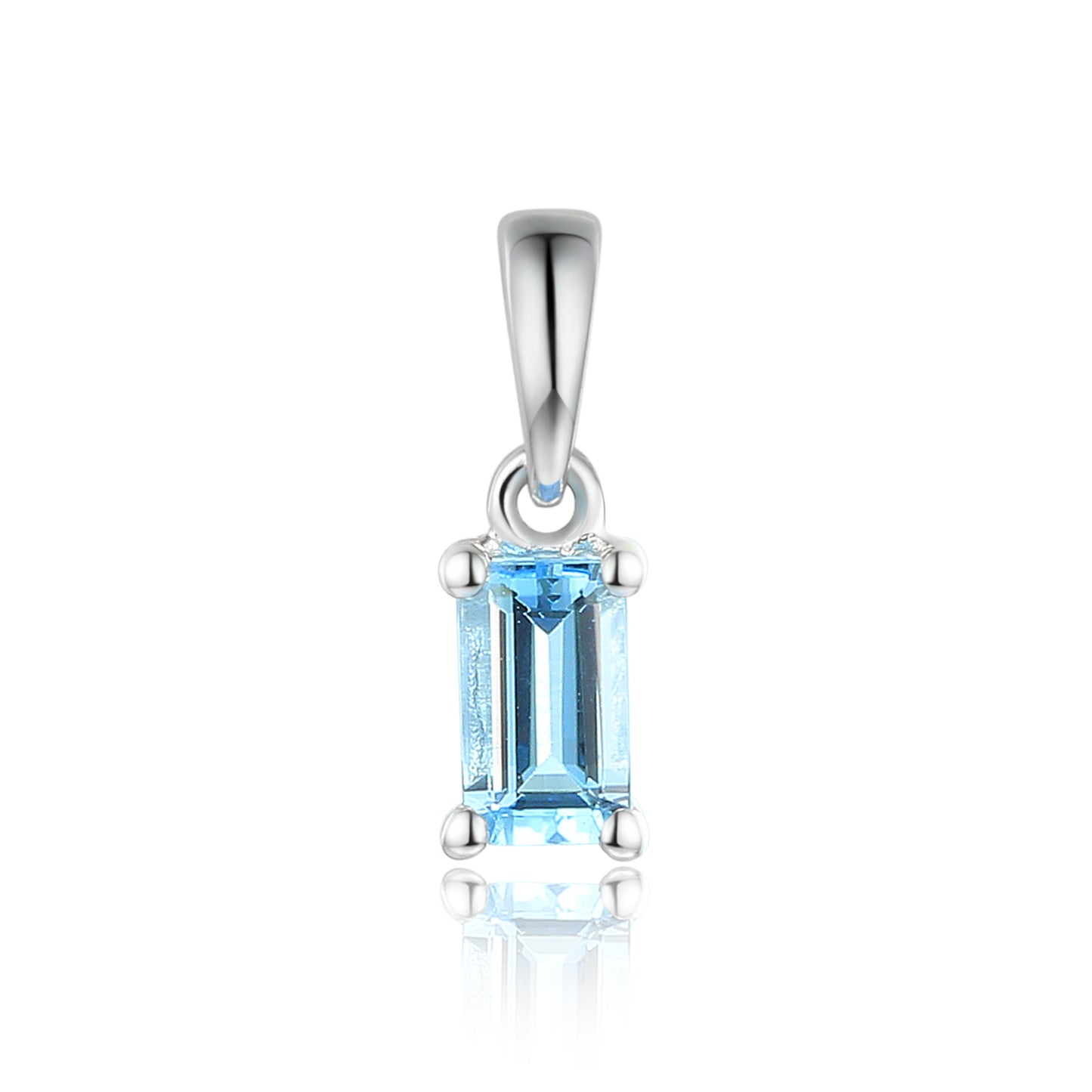 Aqua Gemstone Emerald-Cut Pendant £175.00