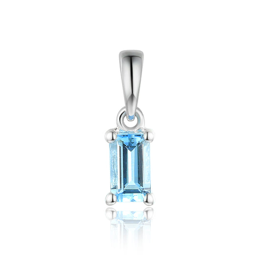 Aqua Gemstone Emerald-Cut Pendant £175.00