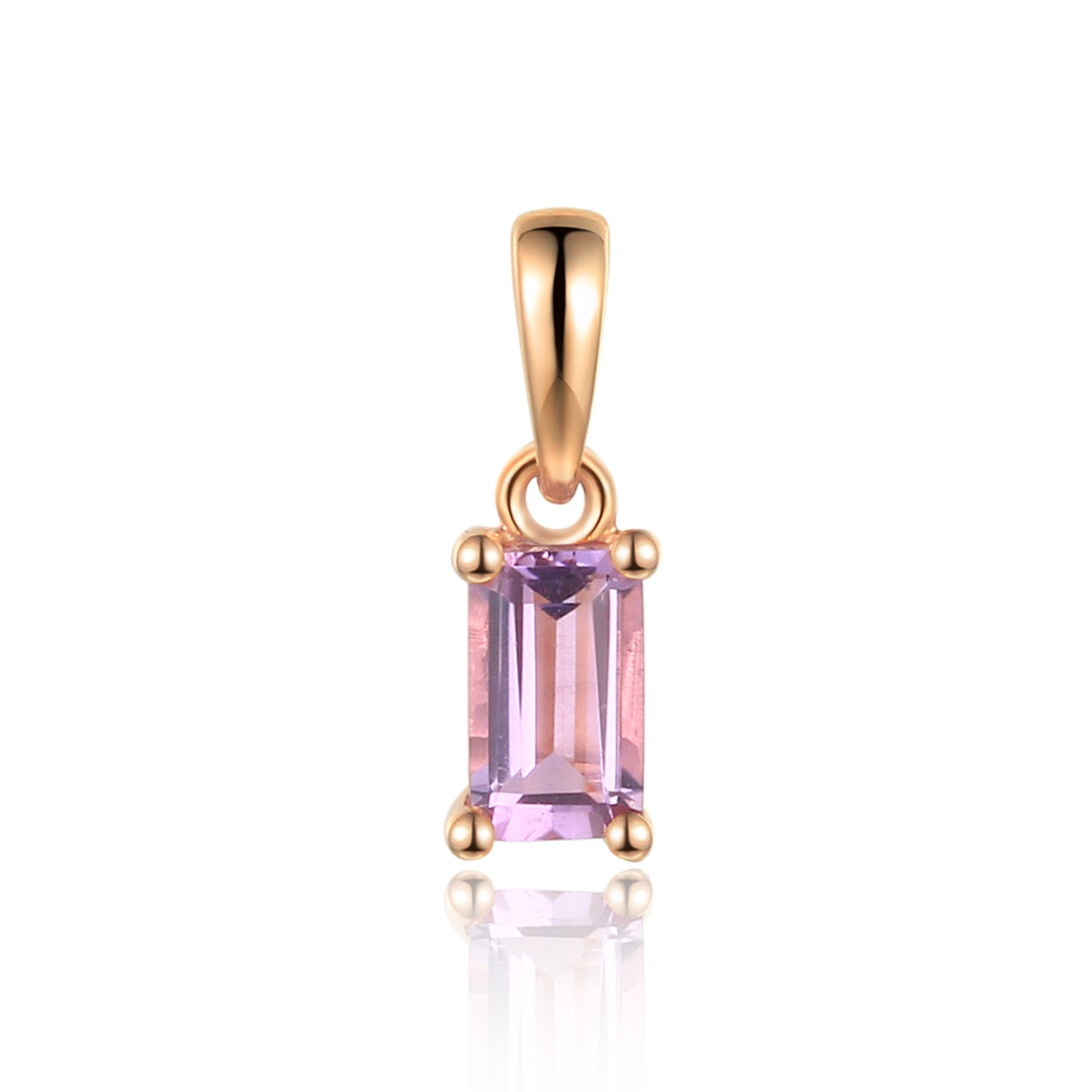 Pink Amethyst Gemstone Emerald-Cut Pendant £125.00