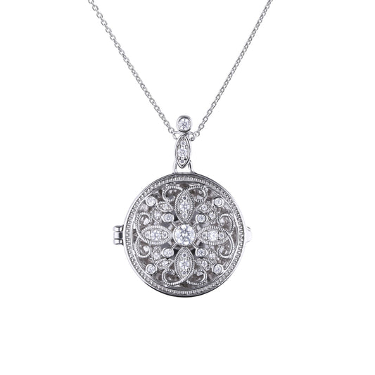 Silver Ornate Round Locket Necklace £159.00