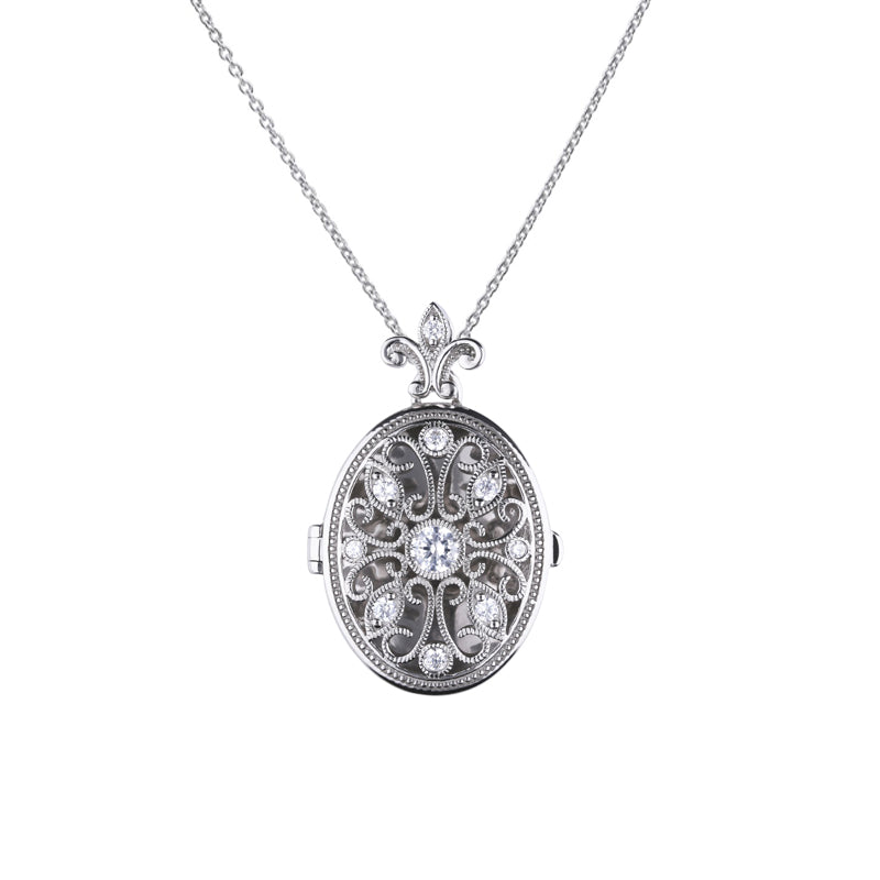 Silver Ornate Oval Locket Necklace £139.00