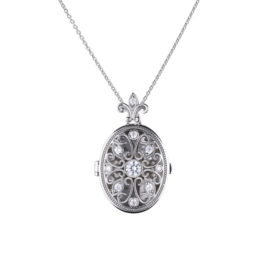 Silver Ornate Oval Locket Necklace £139.00