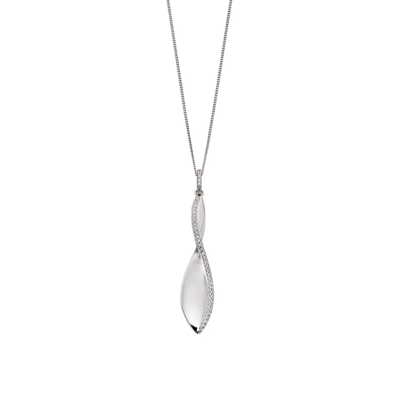 Silver Twist Drop Cubic Zirconia Necklace £95.00