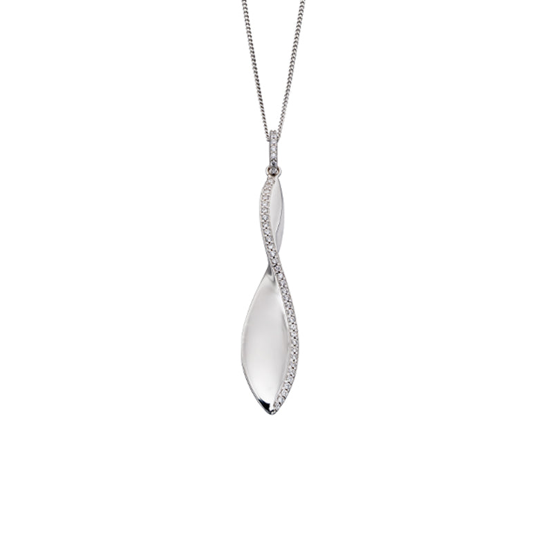 Silver Twist Drop Cubic Zirconia Necklace £95.00
