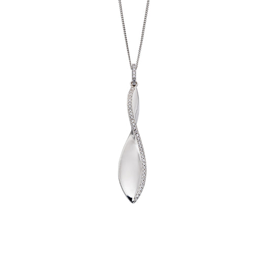 Silver Twist Drop Cubic Zirconia Necklace £95.00