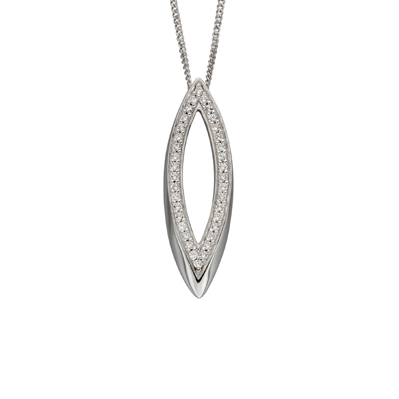 Silver Open Navette CZ Necklace £95.00