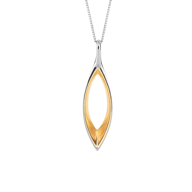 Silver & Gold Plated Open Marquise Necklace £88.00