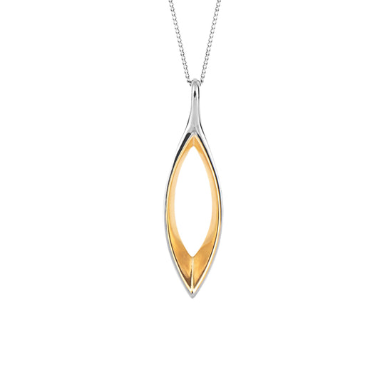 Silver & Gold Plated Open Marquise Necklace £88.00