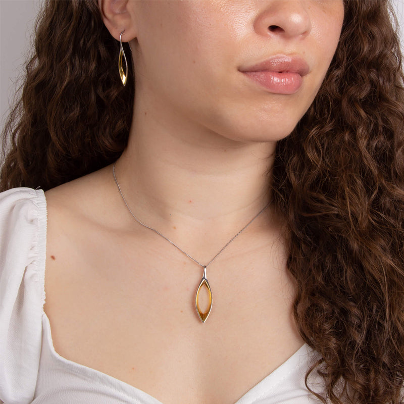 Silver Open Marquise Hook Earrings with Gold Plating £90.00