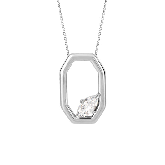 Silver Octagonal Frame with CZ Marquise Necklace £115.00