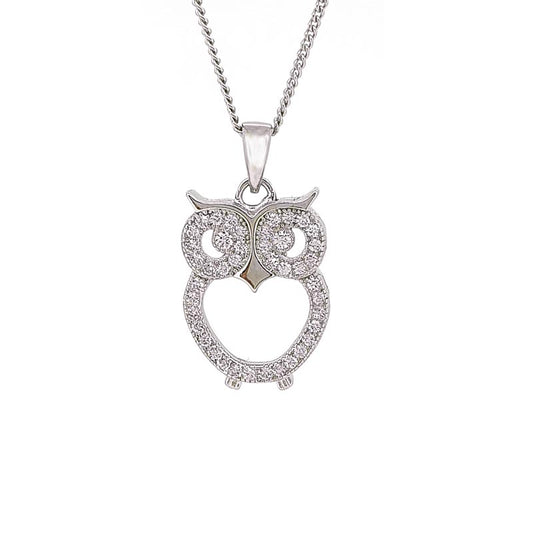 Silver and Cubic Zirconia Owl Necklace £35.00
