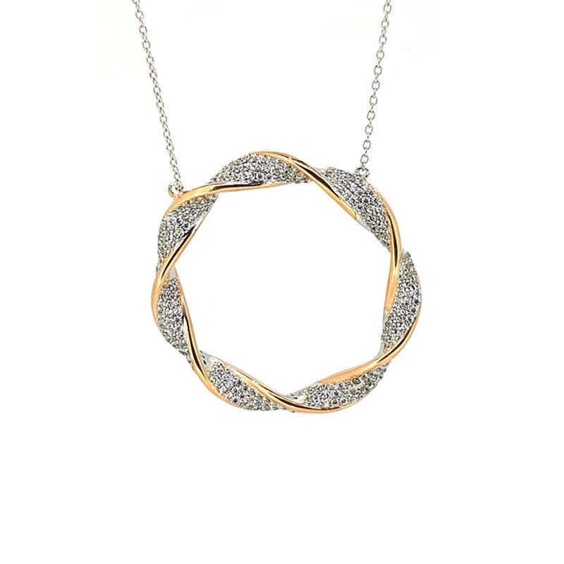 Large Silver Blush & CZ Twist Circle Pendant £122.00