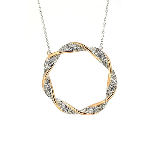 Large Silver Blush & CZ Twist Circle Pendant £122.00