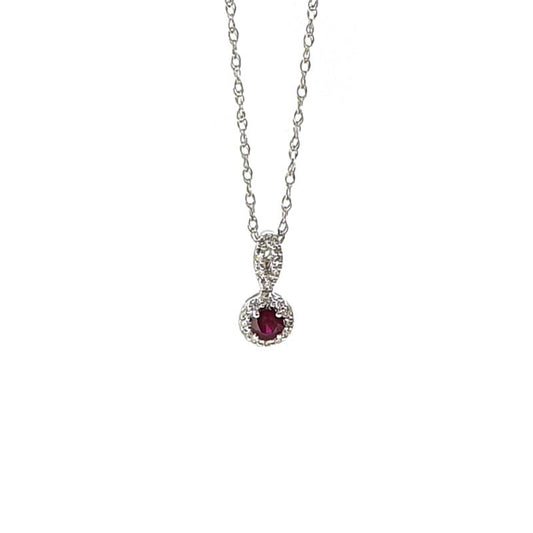18ct White Gold Diamond & Ruby Necklace £385.00