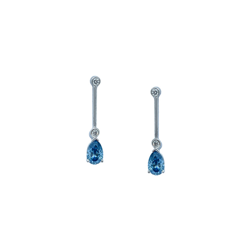 0.85ct Blue Pear Diamond Drop Earrings £2685.00