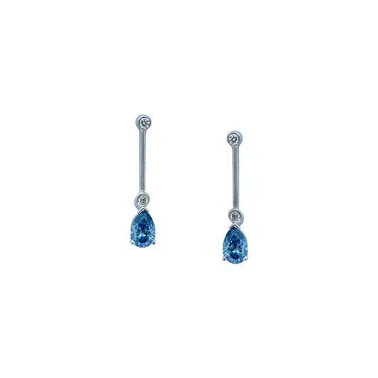 0.85ct Blue Pear Diamond Drop Earrings £2685.00