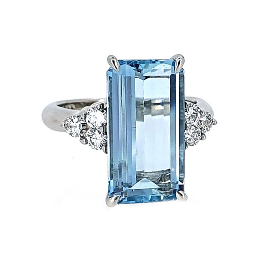 Platinum Aquamarine & Diamond Cocktail Ring £3960.00