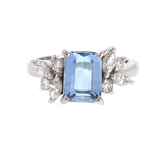 Platinum Aquamarine & Diamond Ring £2810.00