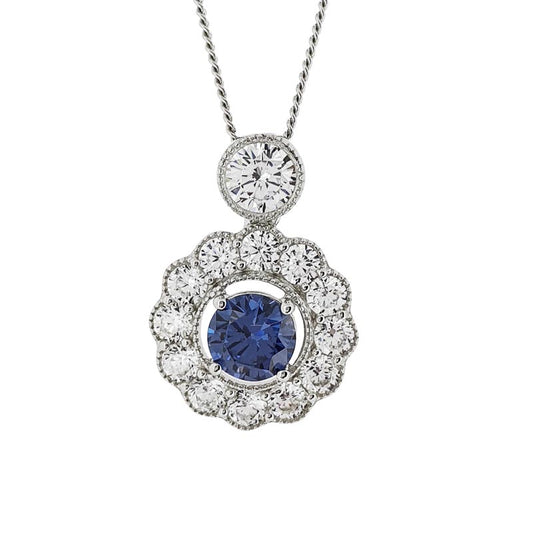 Silver Tanzanite & Cubic Zirconia Halo Necklace £59.00