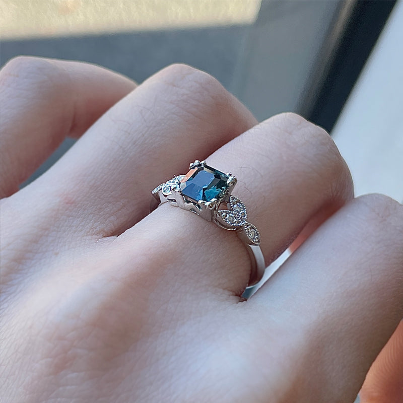 1.22ct Teal Sapphire & Diamond set Floral Decorative Ring £2530.00