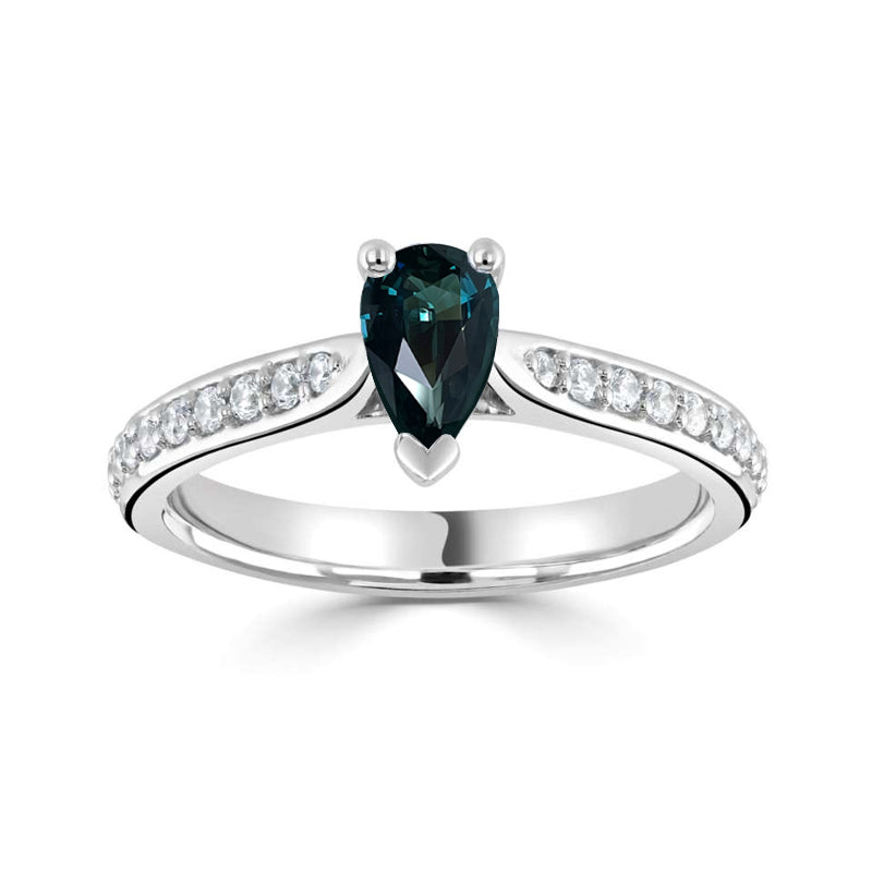 1.00ct Pear Teal Sapphire & Diamond Ring £2475.00