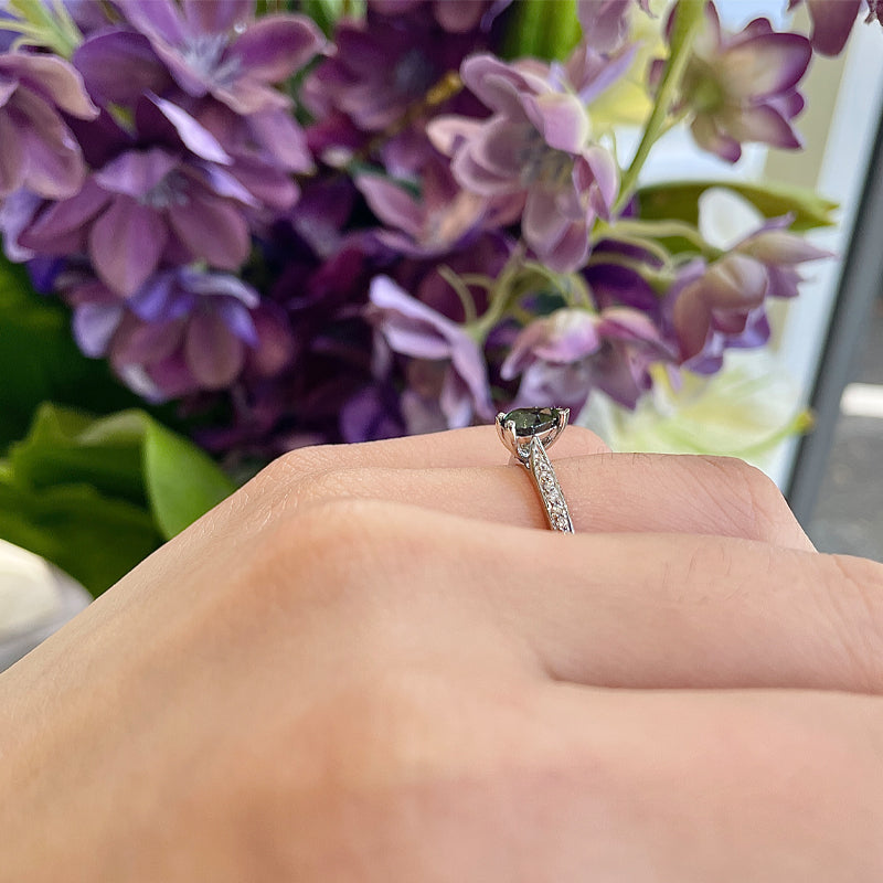 1.00ct Pear Teal Sapphire & Diamond Ring £2475.00