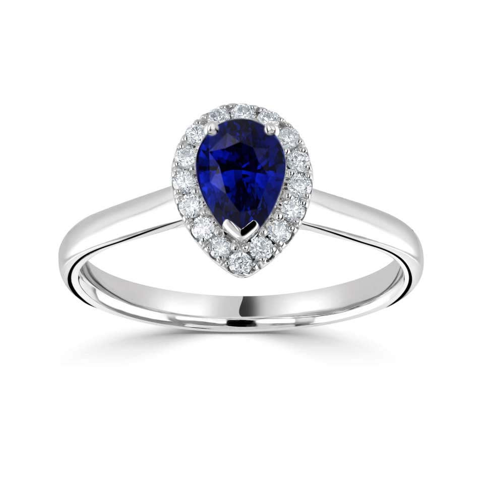 1.11CT Indigo Blue Pear Sapphire & Diamond Ring £2900.00