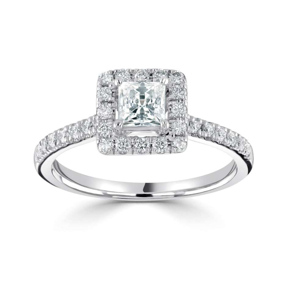 0.79ct Classic Princess Halo Diamond Engagement £2790.00