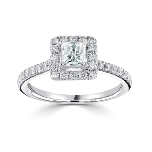 0.79ct Classic Princess Halo Diamond Engagement £2790.00