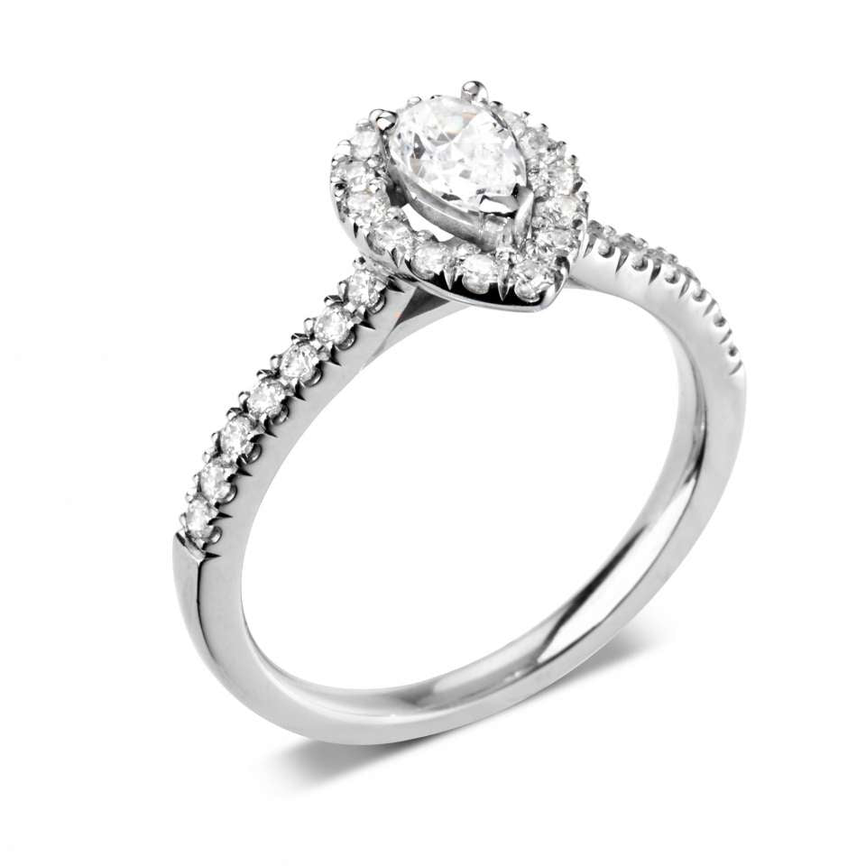 0.78ct Classic Pear Halo Diamond Engagement Ring £3040.00