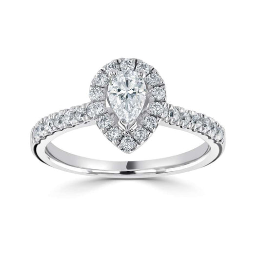 0.78ct Classic Pear Halo Diamond Engagement Ring £3040.00