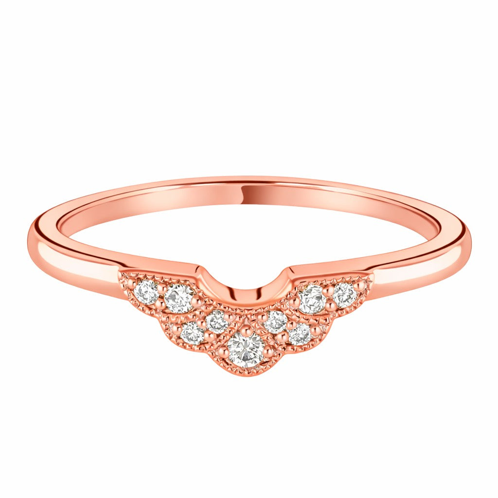 Daisy - 0.10ct Diamond Wedding Ring - Decorative Shaped to Fit