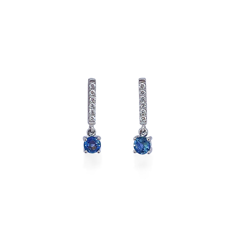 18ct White Gold Teal Sapphire & Diamond Earrings £1210.00
