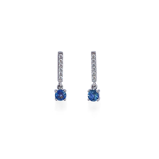 18ct White Gold Teal Sapphire & Diamond Earrings £1210.00