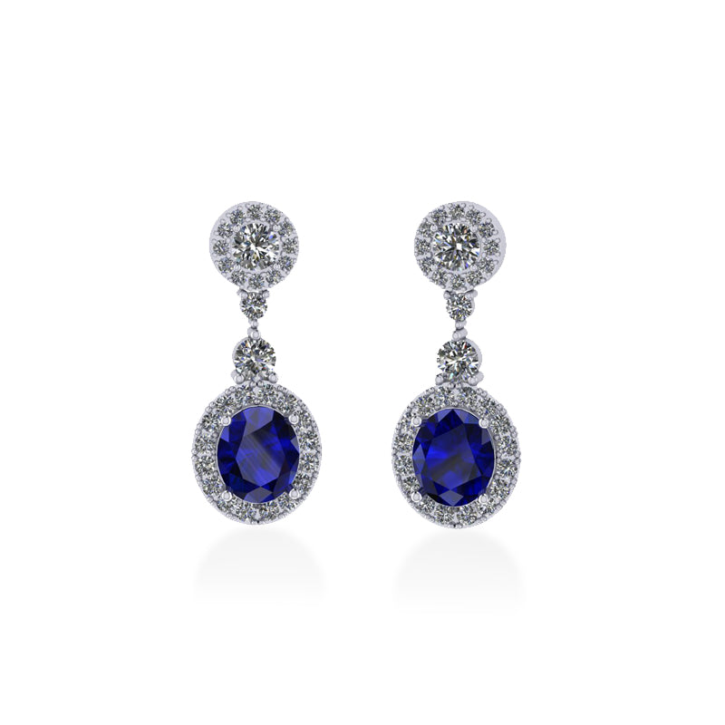 2.08ct Sapphire & Diamond 18ct White Gold Earrings £3850.00