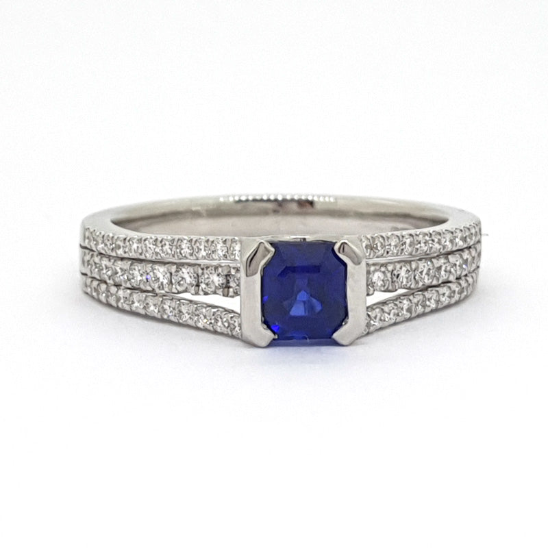 0.65ct Octagonal Sapphire & Diamond Ring £3850.00