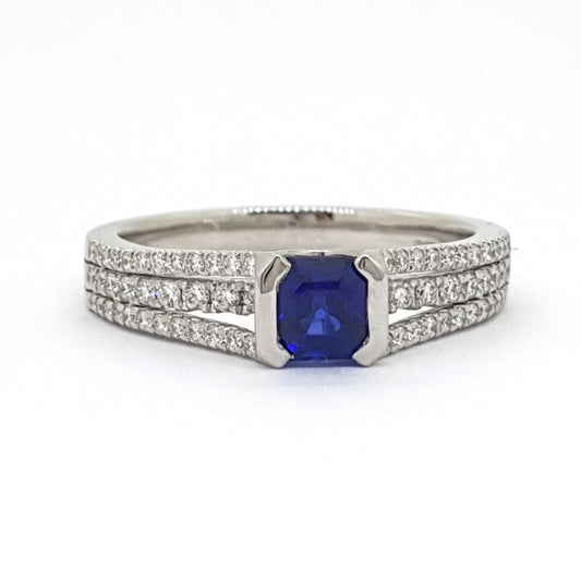 0.65ct Octagonal Sapphire & Diamond Ring £3850.00