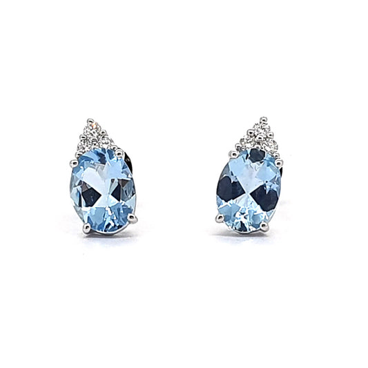 18ct White Gold Diamond & Topaz Studs £1055.00