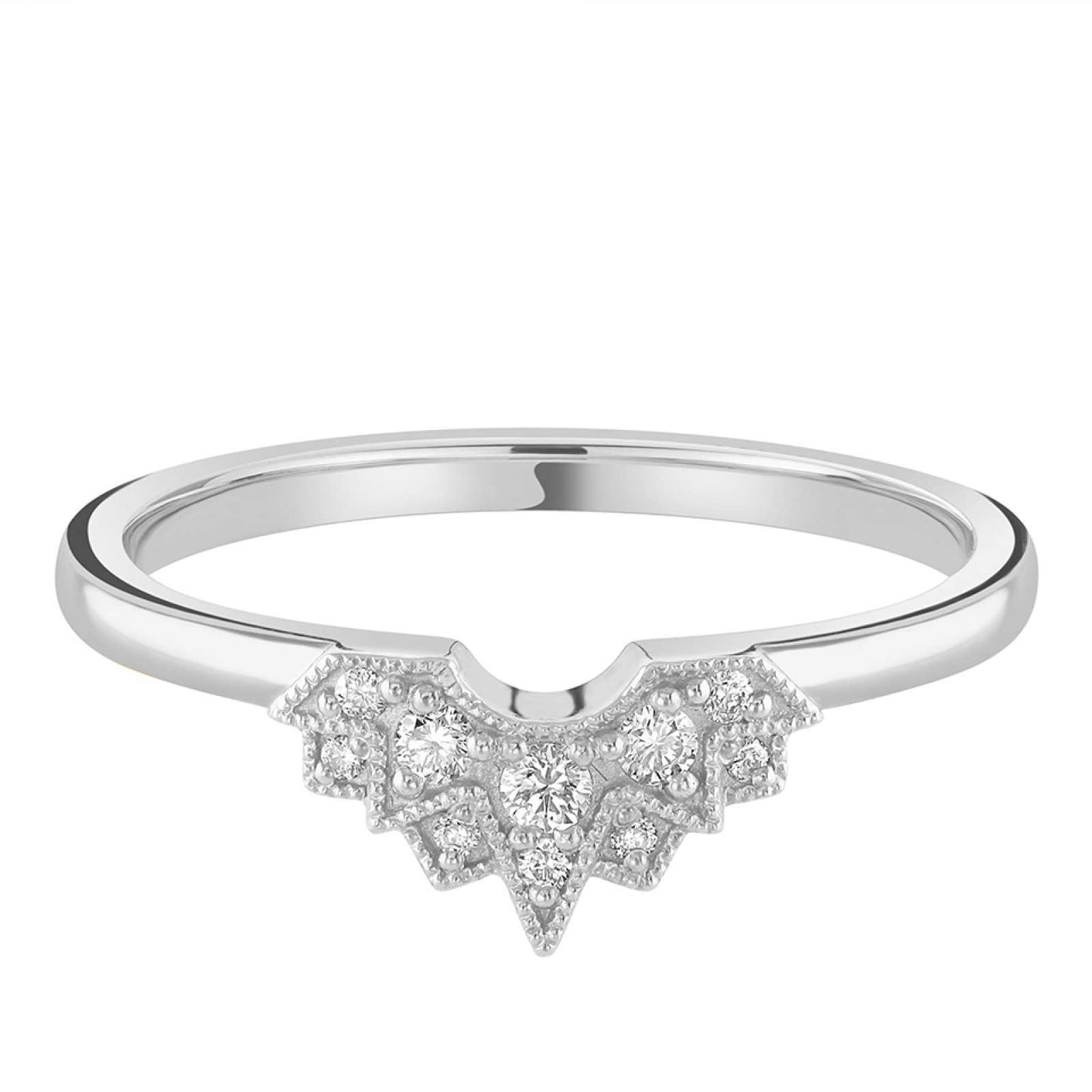 Emilia - 0.10ct Diamond Wedding Ring - Decorative Shaped to Fit